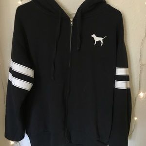 Pink Victoria Secret Black Hoody Sz Small